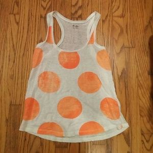 Madewell Racer Back Tank Top w Orange Dots
